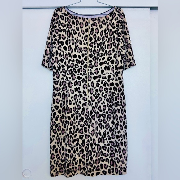 KATE SPADE Half Sleeve Leopard Print Sheath Dress Size 14 - Picture 3 of 5